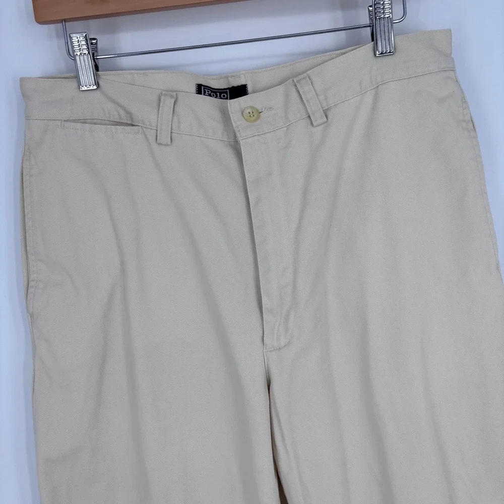 VTG 90s Polo Ralph Lauren Chino Pants Mens 32x31‎ (Tag 33x32) Beige Twill *FLAW